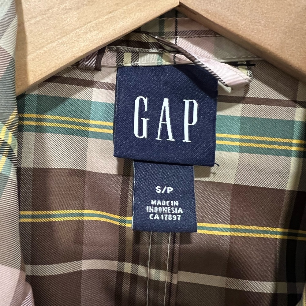 GAP Women's Trench Coat - Brown and Pink Plaid - Picture 9 of 16